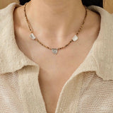 Pictograph Stone Beaded Necklace – Picture Jasper with Totem Pendant - floysun