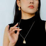 Pinecone Pendant Necklace – Gold White Crystal - floysun