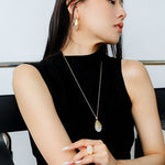 Pinecone Pendant Necklace – Gold White Jade - floysun