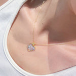 Pink Mother of Pearl Heart Necklace with Daisy CZ Detail - floysun