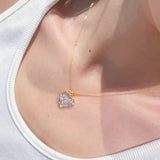 Pink Mother of Pearl Heart Necklace with Daisy CZ Detail - floysun