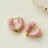 Pink Woven Heart Earrings - floysun