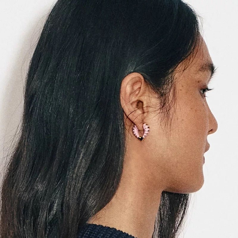Pink Woven Heart Earrings - floysun