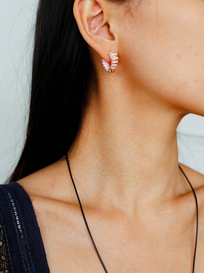 Pink Woven Heart Earrings - floysun