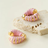 Pink Woven Heart Earrings - floysun
