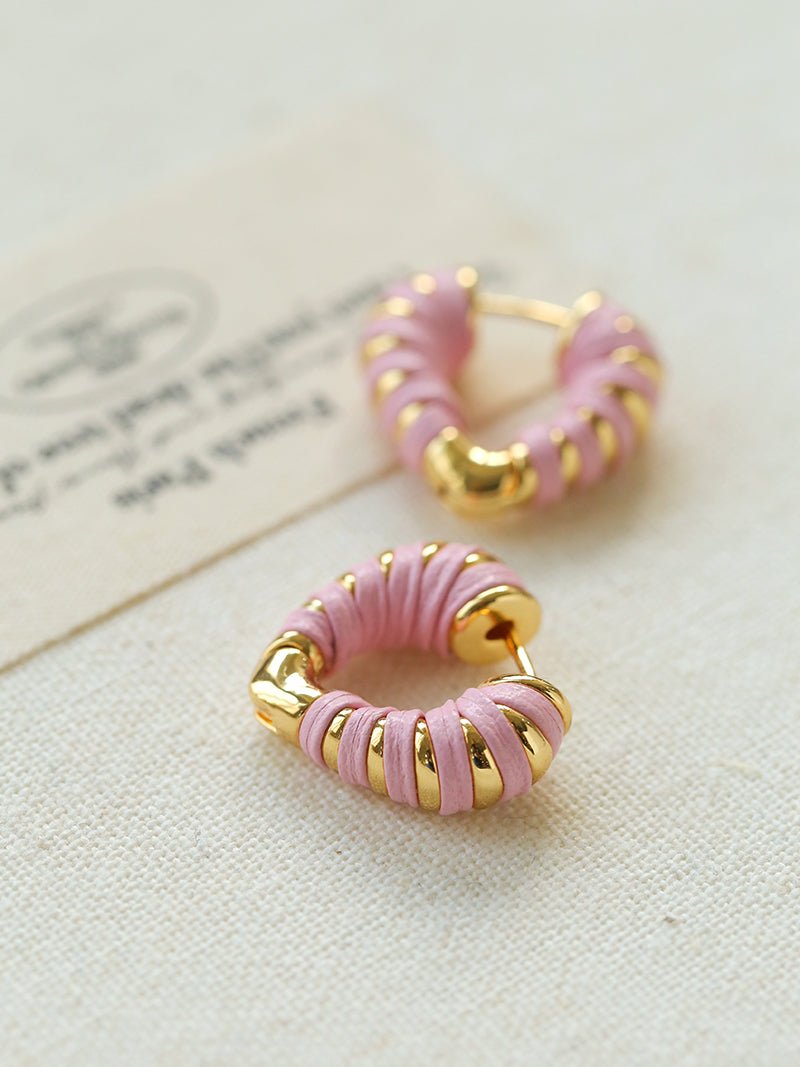 Pink Woven Heart Earrings - floysun