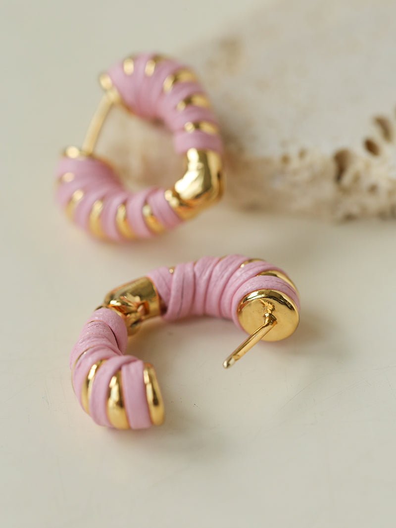 Pink Woven Heart Earrings - floysun
