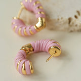 Pink Woven Heart Earrings - floysun