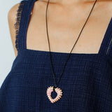 Pink Woven Heart Necklace – Sweet & Edgy Adjustable Cord Jewelry - floysun