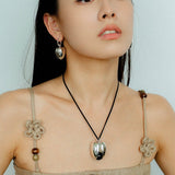 Pistachio Bloom & Black Onyx Pendant Cord Necklace - floysun