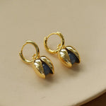 Pistachio Bloom & Natural Stone Bud Earrings - Gold - floysun