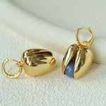 Pistachio Bloom & Natural Stone Bud Earrings - Gold - floysun