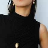 Pistachio Bloom & Natural Stone Bud Earrings - Gold - floysun