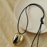 Pistachio Bloom & Onyx Black Cord Necklace - Gold - floysun