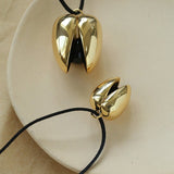 Pistachio Bloom & Onyx Black Cord Necklace - Gold - floysun