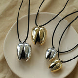 Pistachio Bloom & Onyx Black Cord Necklace - Gold - floysun