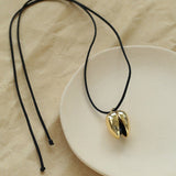 Pistachio Bloom & Onyx Black Cord Necklace - Gold - floysun