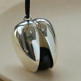 Pistachio Bloom & Onyx Black Cord Pendant Necklace - Silver - floysun