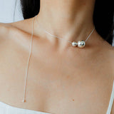 Planet Series – Twin Sphere Sterling Silver Necklace - floysun