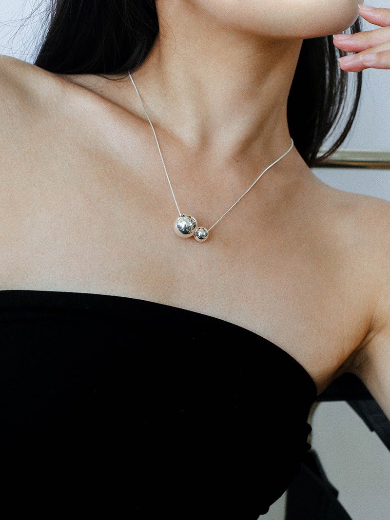 Planet Series – Twin Sphere Sterling Silver Necklace - floysun
