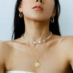 Polished Drop U - Shaped Gold Hoop Earrings with Clear Crystal - floysun