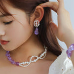 Purple Baroque Glass & Pearl Drop Earrings - floysun
