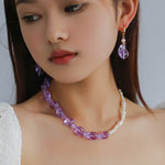 Purple Baroque Glass & Pearl Drop Earrings - floysun