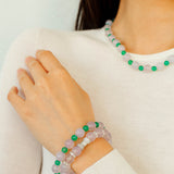 Purple Chalcedony Green Agate Beaded Necklace - floysun