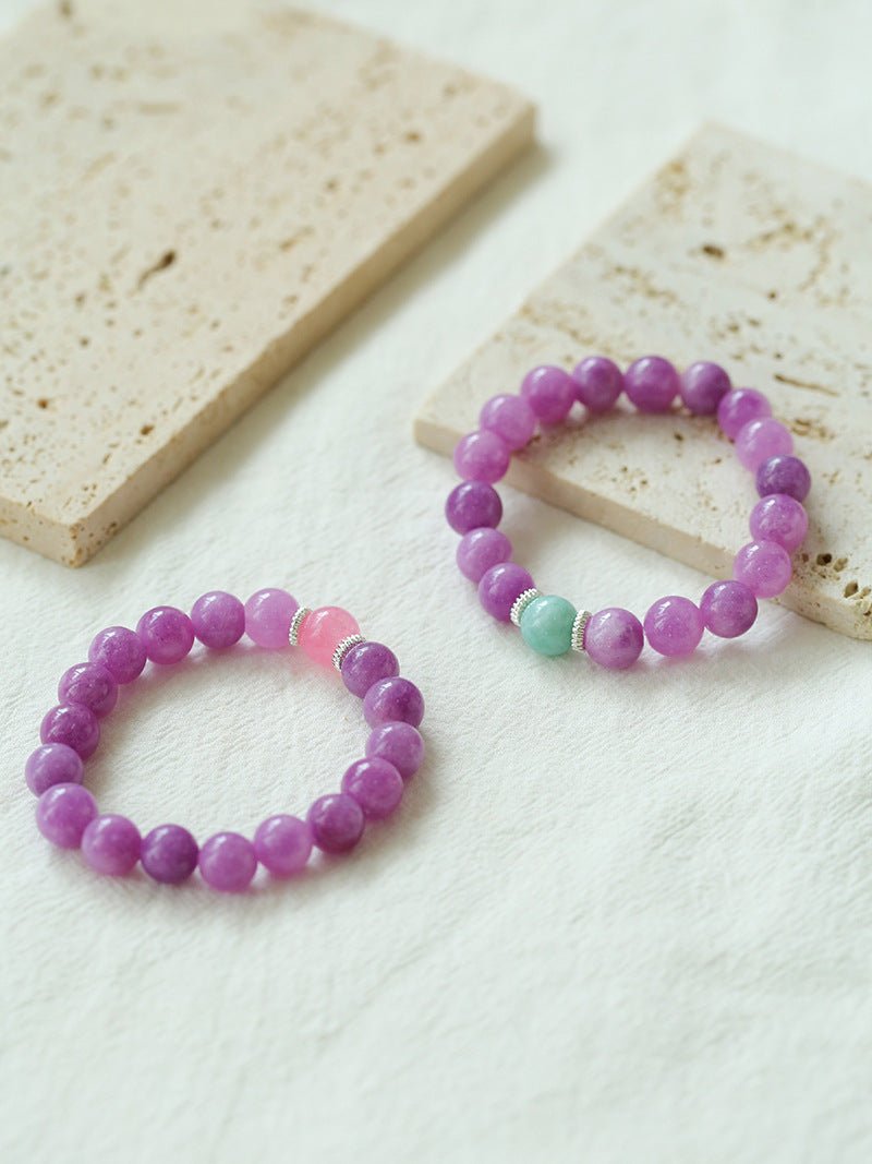 Purple Grapestone Elastic Beaded Bracelet - floysun