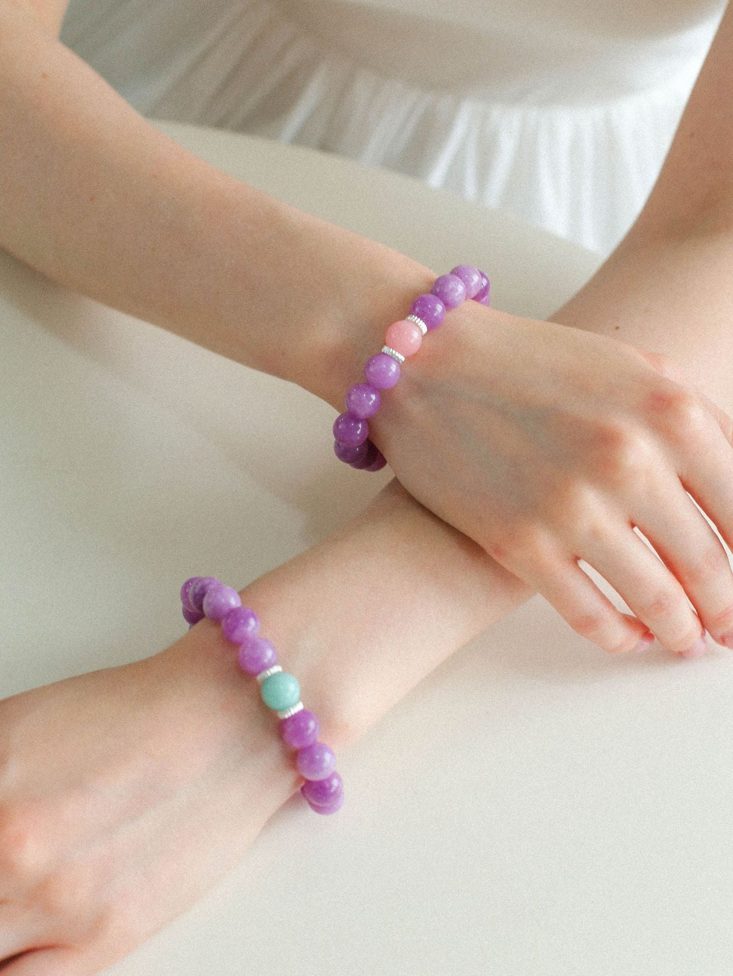 Purple Grapestone Elastic Beaded Bracelet - floysun