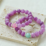 Purple Grapestone Elastic Beaded Bracelet - floysun