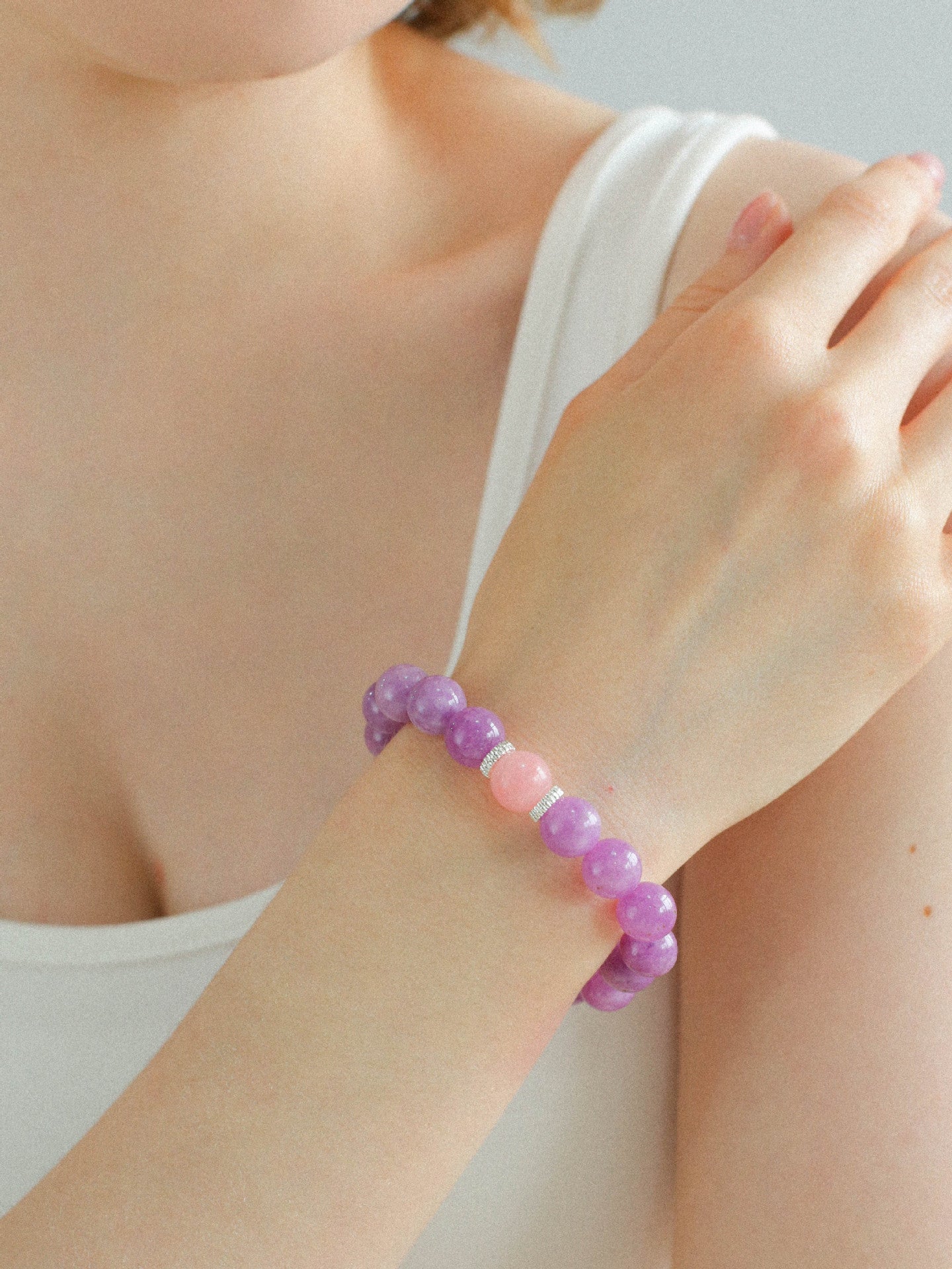 Purple Grapestone Elastic Beaded Bracelet - floysun