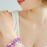 Purple Grapestone Elastic Beaded Bracelet - floysun