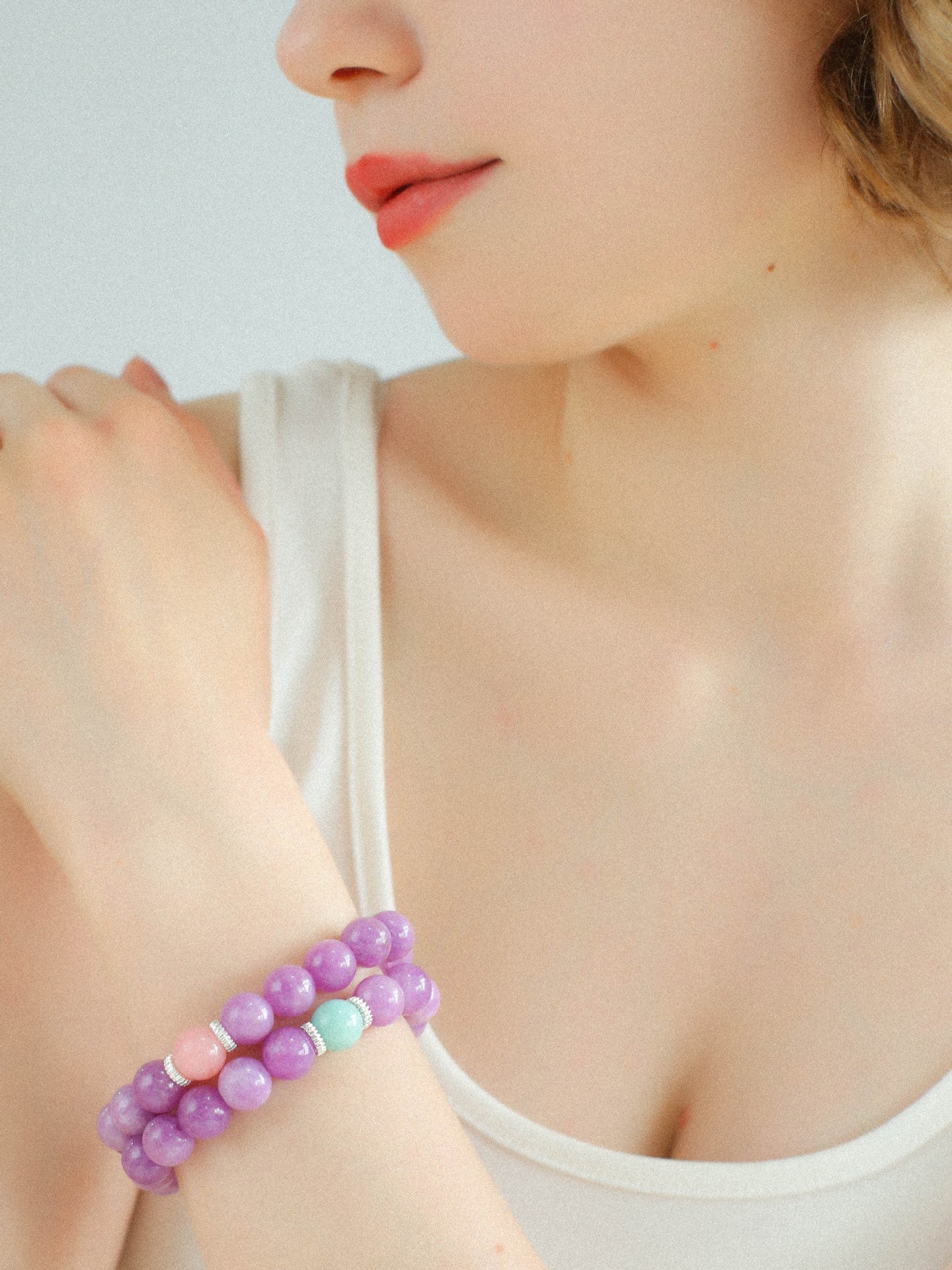 Purple Grapestone Elastic Beaded Bracelet - floysun