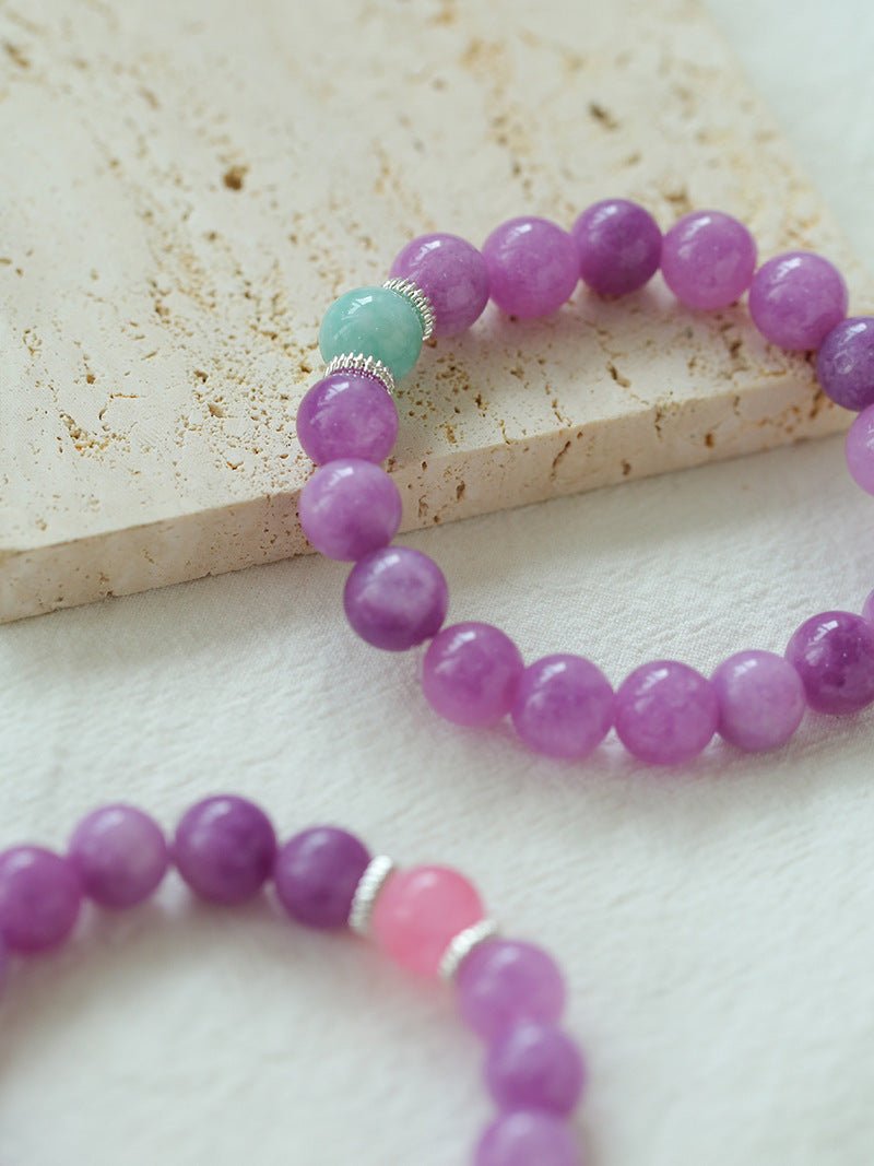 Purple Grapestone Elastic Beaded Bracelet - floysun