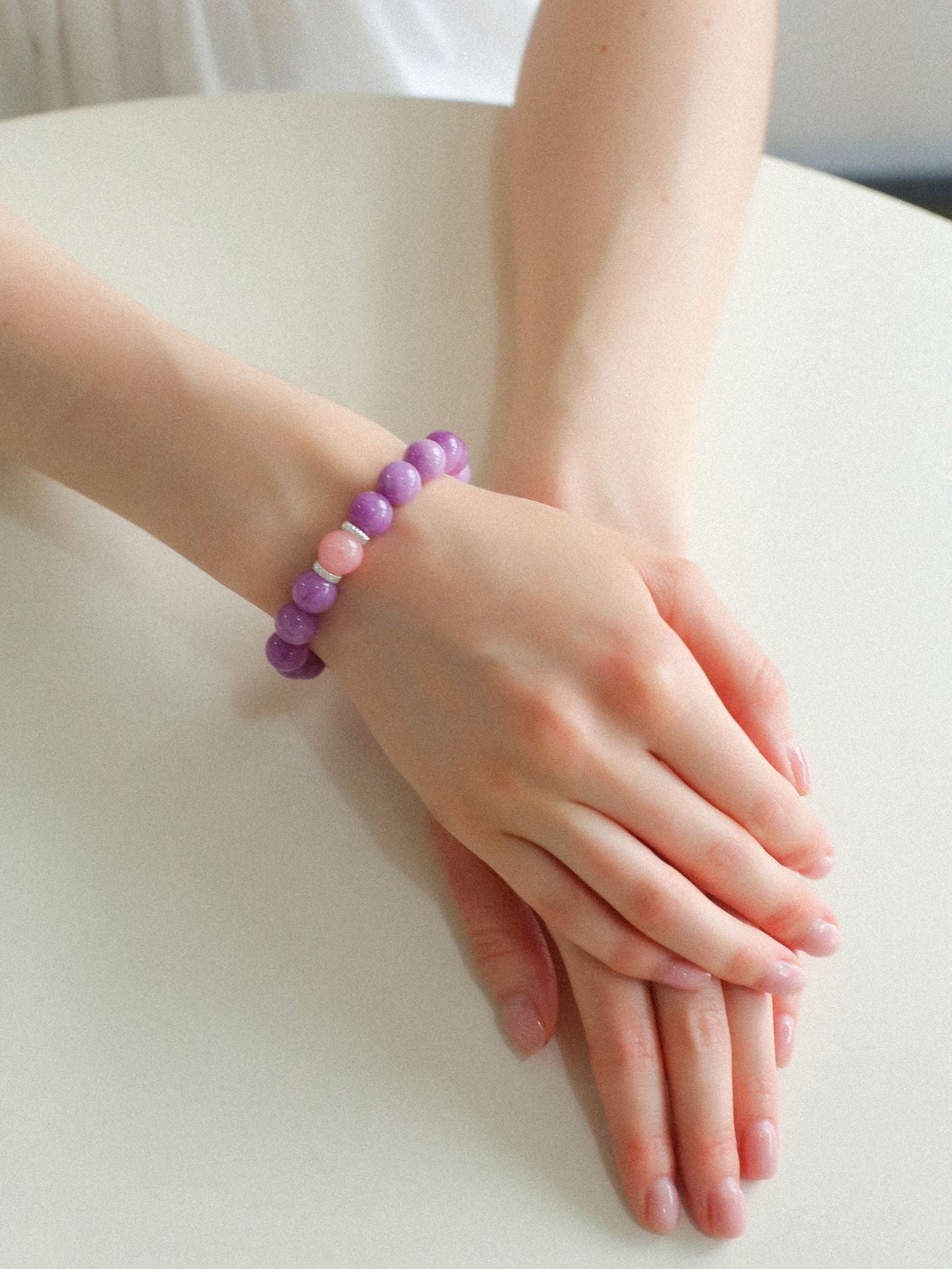 Purple Grapestone Elastic Beaded Bracelet - floysun