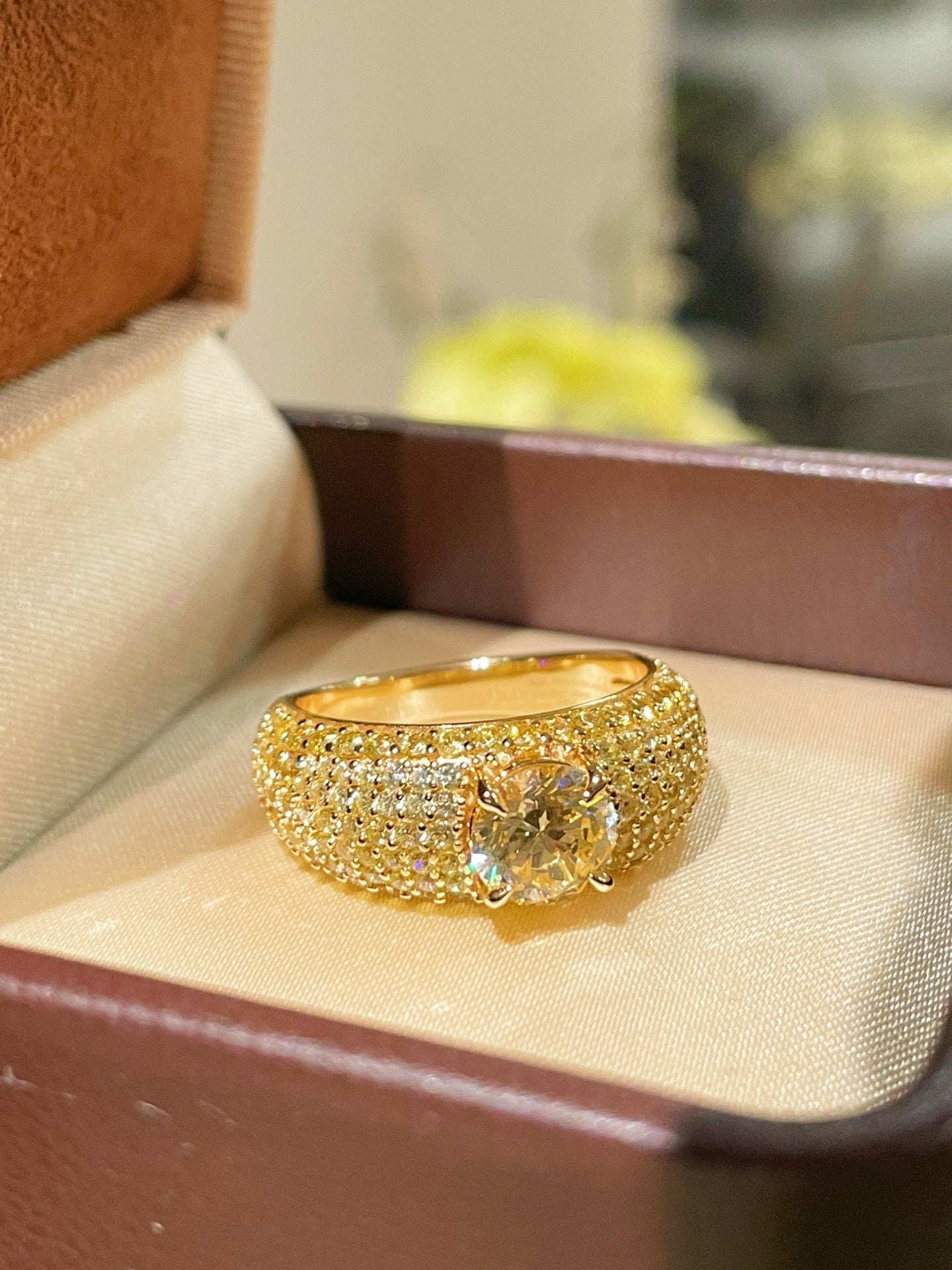 Radiant Canary Yellow Diamond Pavé Ring - floysun