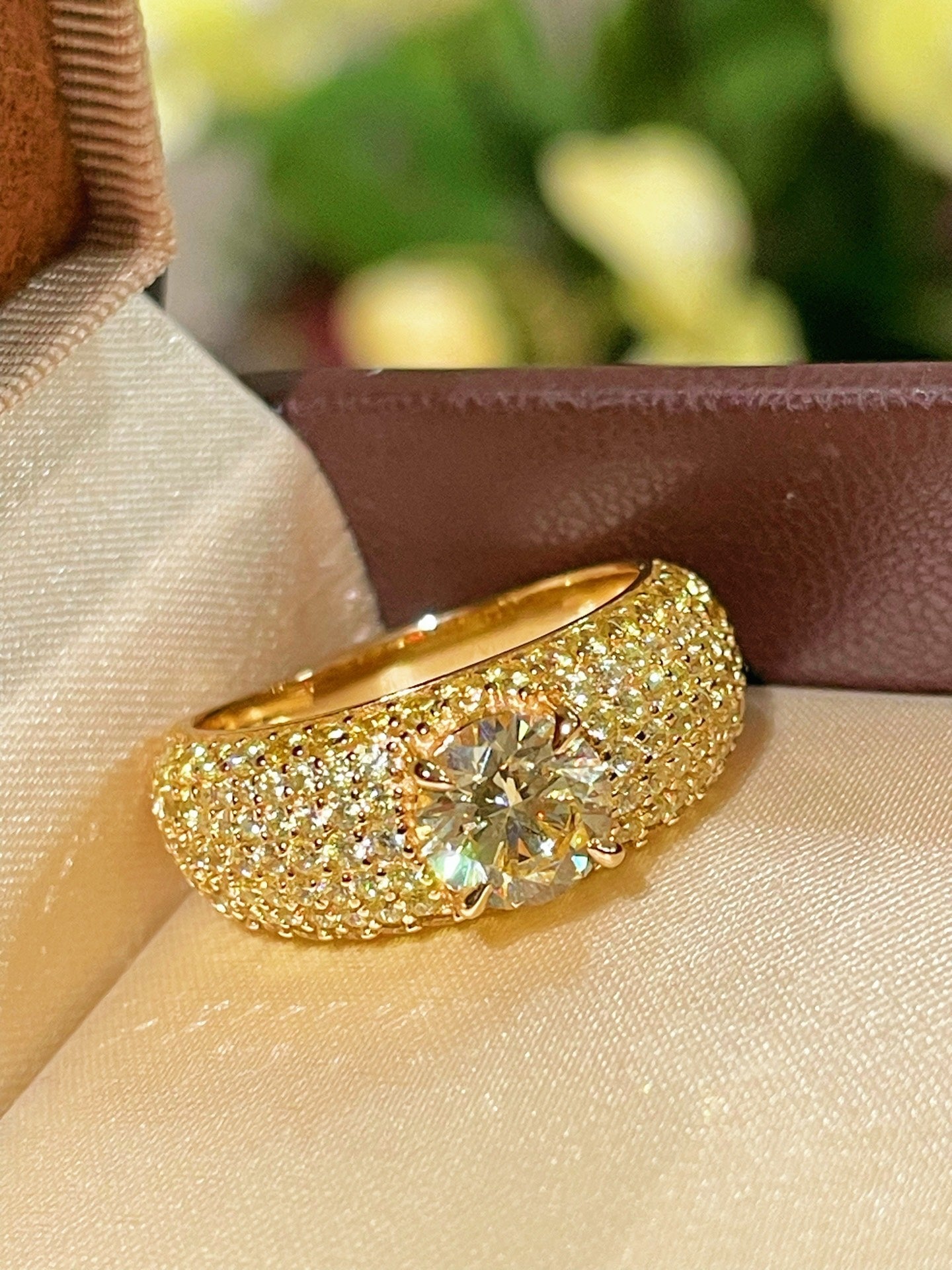 Radiant Canary Yellow Diamond Pavé Ring - floysun
