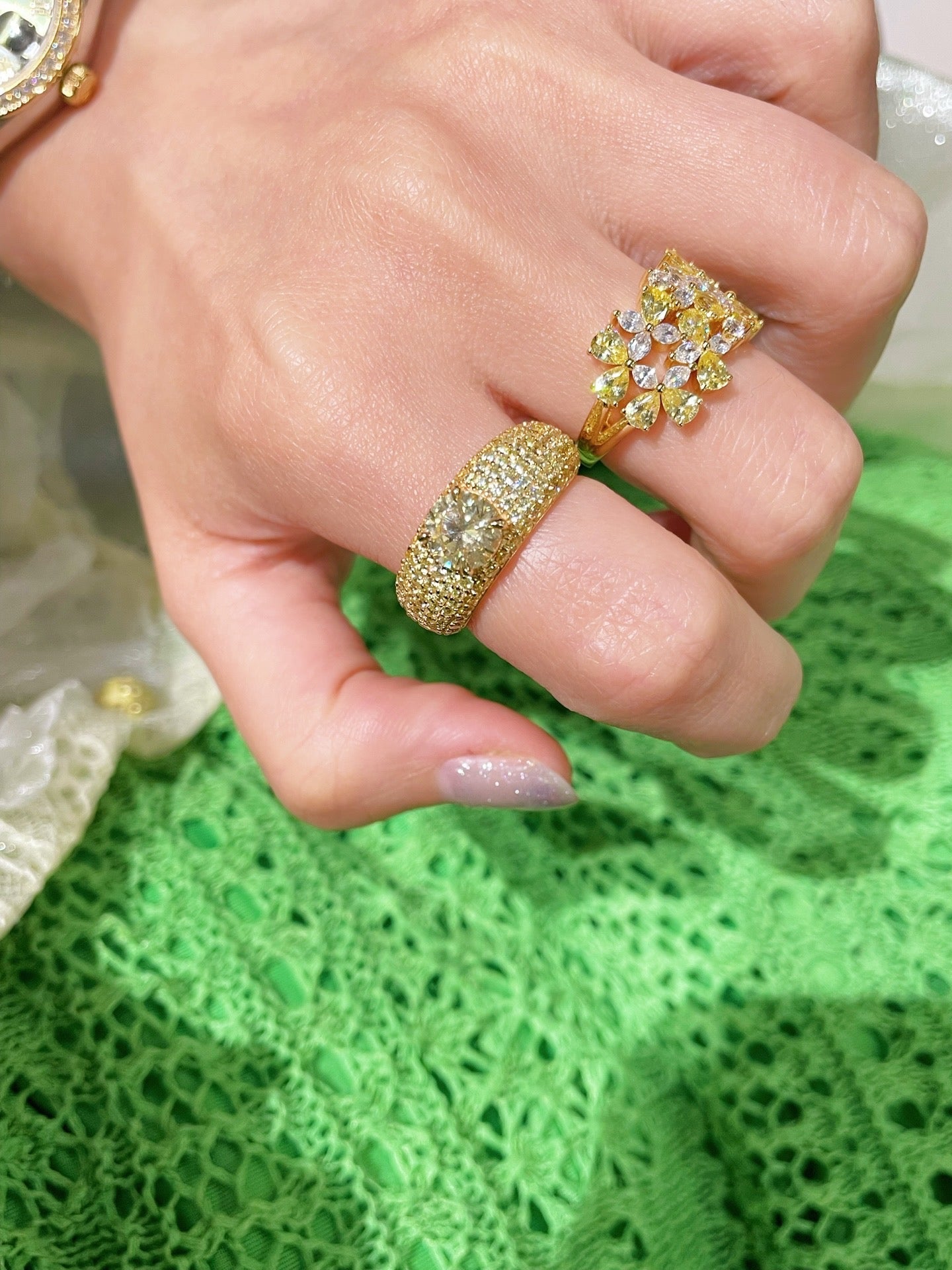Radiant Canary Yellow Diamond Pavé Ring - floysun