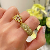 Radiant Canary Yellow Diamond Pavé Ring - floysun