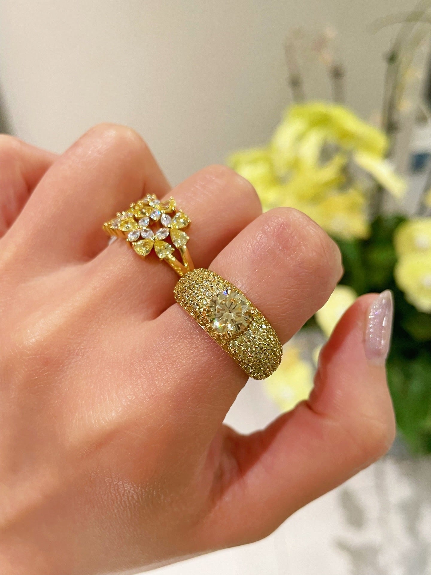 Radiant Canary Yellow Diamond Pavé Ring - floysun