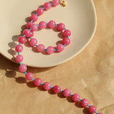 Radiant Rose Red & Turquoise Beaded Necklace - floysun