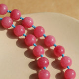Radiant Rose Red & Turquoise Beaded Necklace - floysun
