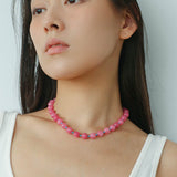 Radiant Rose Red & Turquoise Beaded Necklace - floysun