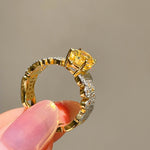 Radiant Yellow Diamond Egg - Shaped Ring - floysun