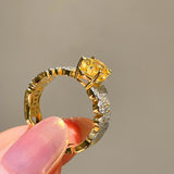Radiant Yellow Diamond Egg - Shaped Ring - floysun