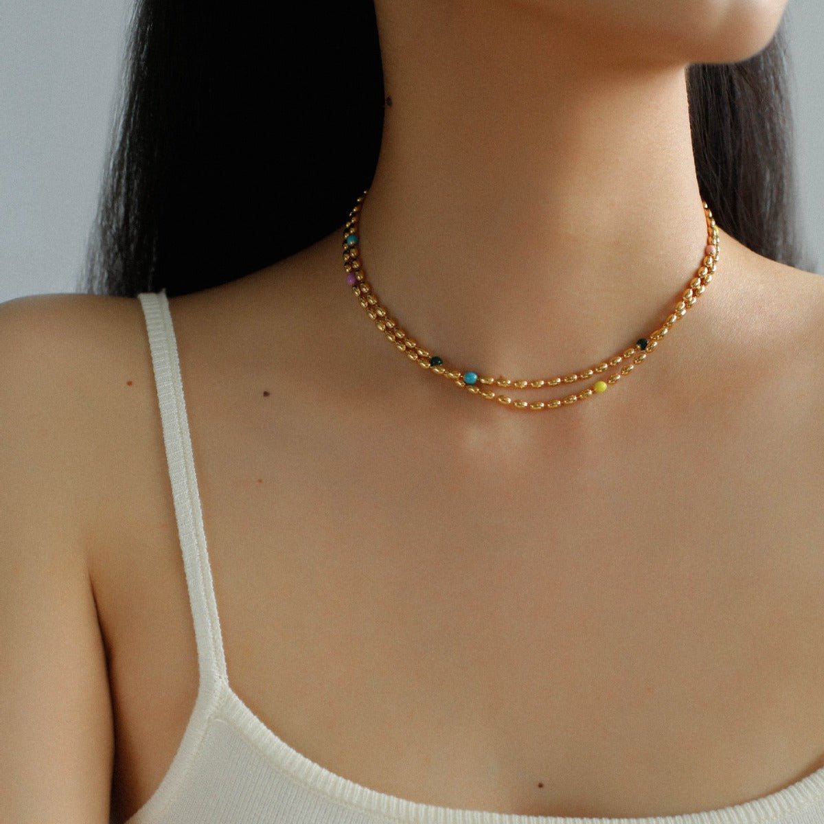 Rainbow Candy Bean Long Necklace - floysun