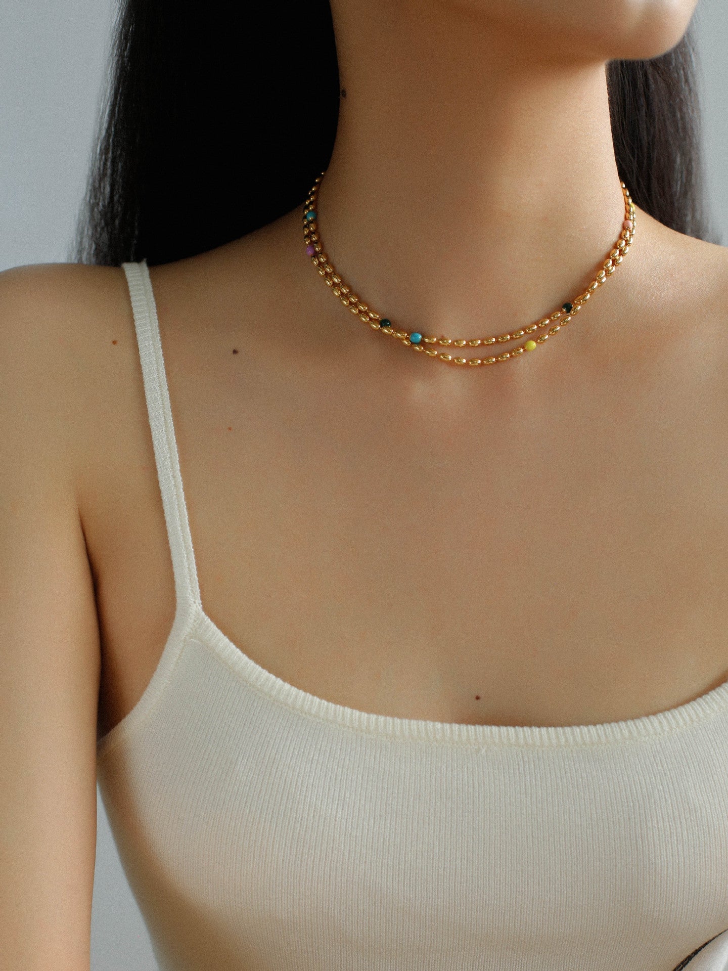 Rainbow Candy Bean Long Necklace - floysun