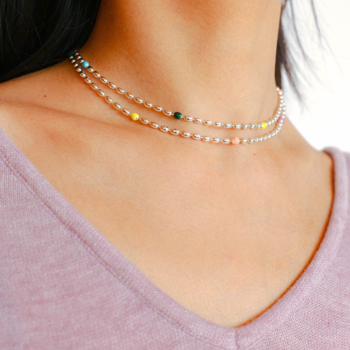 Rainbow Candy Bean Long Necklace - floysun