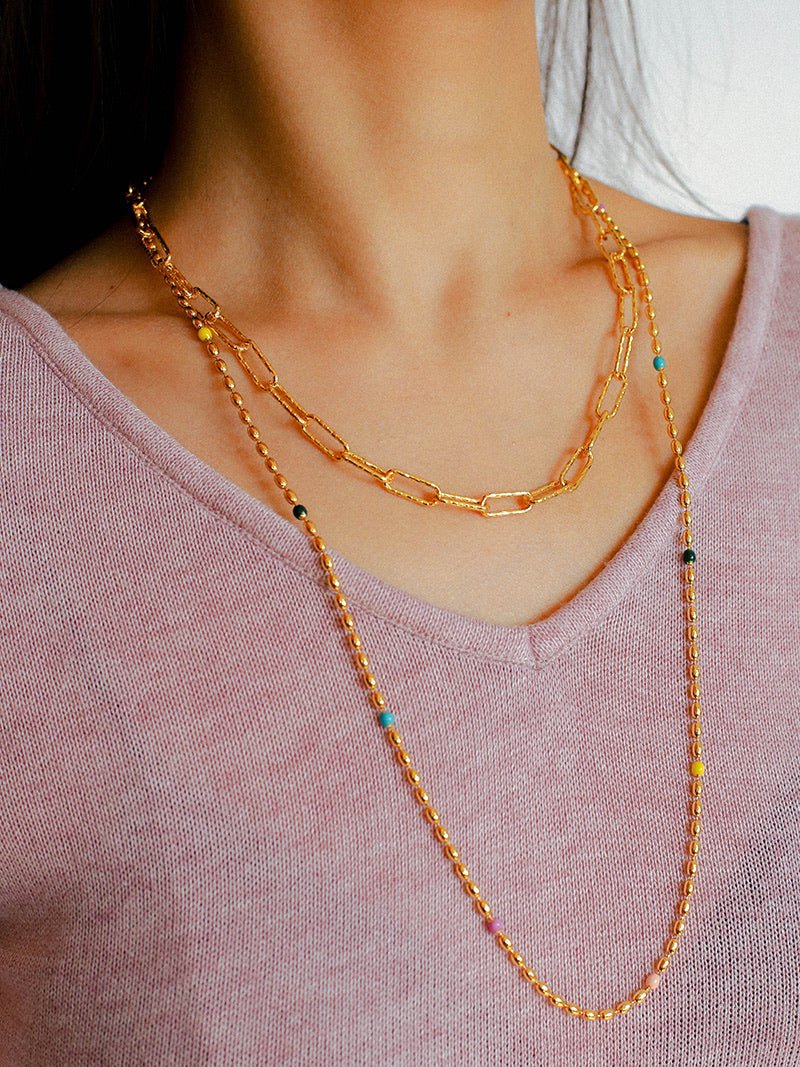 Rainbow Candy Bean Long Necklace - floysun